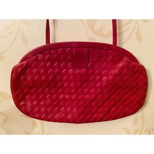 Suarez New York Red Basket weave Leather Handbag